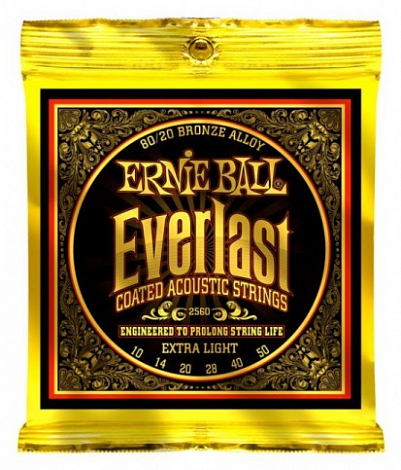 ERNIE BALL 2560 --     Everlast Coated Extra Light (10-14-20w-28-40-50) 