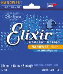 ELIXIR 12052 NanoWeb Light -- струны для электрогитары (010-013-017-026w-036w-046w )