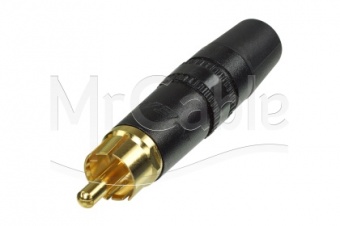 NEUTRIK NYS373-0 -- разъем RCA штекер на кабель ?6.1 мм, позолоченные контакты, черная маркировка