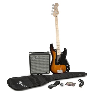 FENDER SQUIER AFFINITY PRECISION BASS&RUMBLE 15 AMP - BROWN SUNBURST -- : -,  