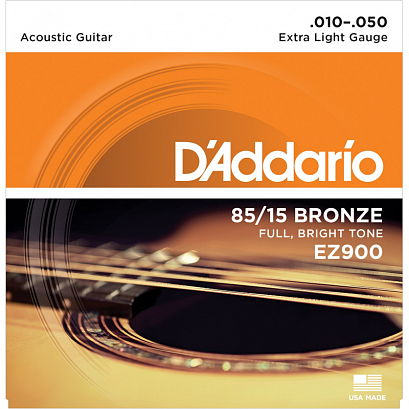 D'ADDARIO EZ900 -- струны для акустической гитары, бронза 85/15 Extra  Light 10-50