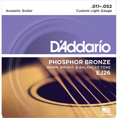 D'ADDARIO EJ26 PHOSPHOR BRONZE -- ������  ��� ������������ ������, ������/������ , Custom Light 11-5