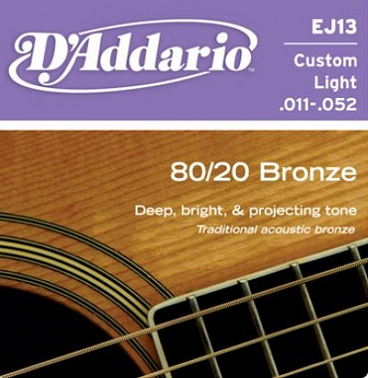 D'ADDARIO EJ13 BRONZE --    ,  80/20, Custom Light 11-52