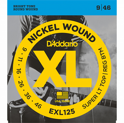 D'ADDARIO EXL125 XL NICKEL WOUND -- струны для электрогитары упаковка - ПАКЕТ, никель 9-46