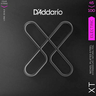 D'ADDARIO XTB45100 XT -- комплект струн для бас-гитары, никелированные, 45-100, с покрытием