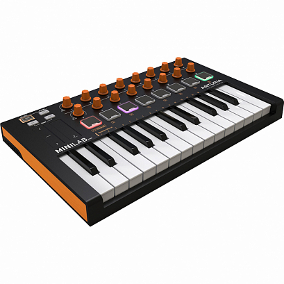 ARTURIA MiniLab mkII Orange -- 25 клавишная низкопрофильная, динамическая MIDI мини-клавиатура,