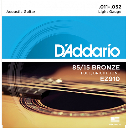D'ADDARIO EZ910 -- струны для акустической гитары, бронза 85/15  Light 11-52