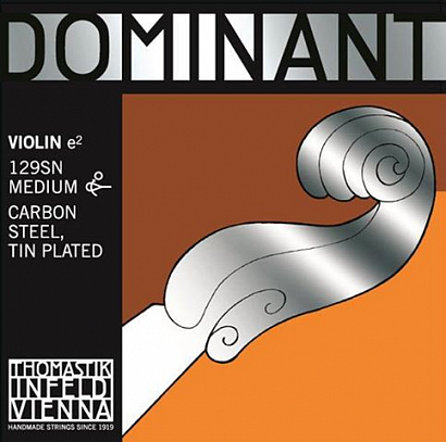 THOMASTIK 129SN Dominant -- отдельная струна Е/Ми для скрипки размером 4/4, сред. натяж, съемн шарик