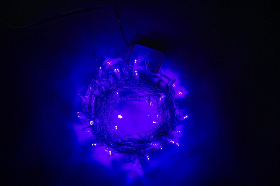 ГИРЛЯНДА ПРОФФИ --  длина 10м,100 светодиодов цвет Фиолетовый, 6Вт, 220В, с конторллером на 8 програ