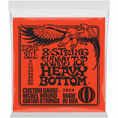 ERNIE BALL 2624 -- ������ ��� 8���. ��.������ Nickel Wound Skinny Top Heavy Bottom Slinky 8 (9-80)