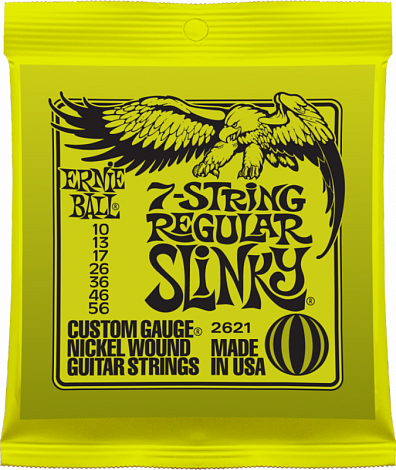ERNIE BALL 2621 --  струны для 7-ми струнной электрогитары Regular Slinky (10-13-17-26-36-46-56)