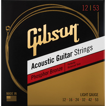 GIBSON PHOSPHOR BRONZE ACOUSTIC GUITAR STRINGS LIGHT--    