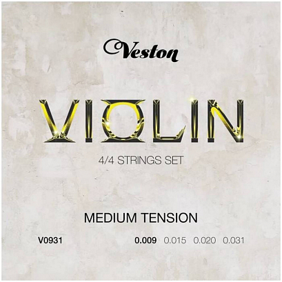 VESTON V0931 -- струны для скрипки размером 4/4 размеры струн: от 0.009 до 0.031