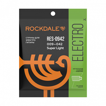 ROCKDALE RES-0942  -- струны для электрогитары с шестигранным сердечником и никелевым покрытием. Раз