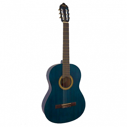 VALENCIA VC204TBU  -- гитара классическая, цельный корпус, ель, цвет Transparent Blue