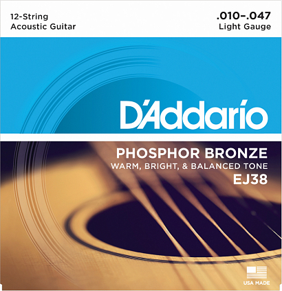D'ADDARIO EJ38 Phosphor Bronze -- ������ ��� ������������ 12-�� �������� ������, ������-������, Ligh