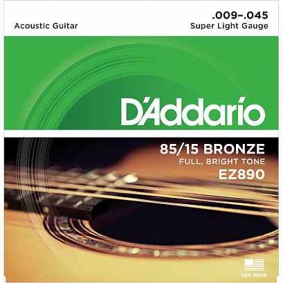 D'ADDARIO EZ890 -- ������ ��� a����������� ������, ������ 85/15 Super Light 9-45