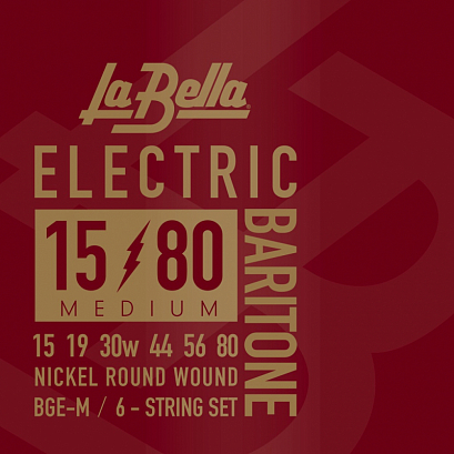 LA BELLA BGE-M -- струны для электрогитары баритон, никелированные, Medium, 15-80