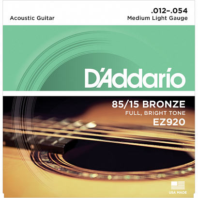 D'ADDARIO EZ920 -- ������ ��� ������������ ������, ������ 85/15 Medium Light 12-54