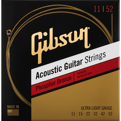 GIBSON PHOSPHOR BRONZE ACOUSTIC GUITAR STRINGS ULTRA-LIGHT --    