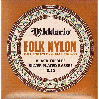 D'ADDARIO EJ32 --   . ,  Silver/Black Nylon, Ball end.