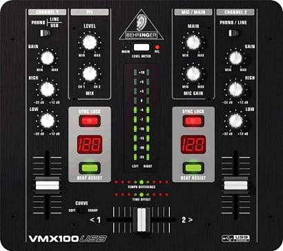 BEHRINGER VMX 100USB PRO -- DJ , 2- ,     USB 