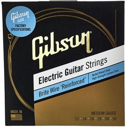 GIBSON SEG-BWR11 BRITE WIRE REINFORCED ELECTIC GUITAR STRINGS MEDIUM --   