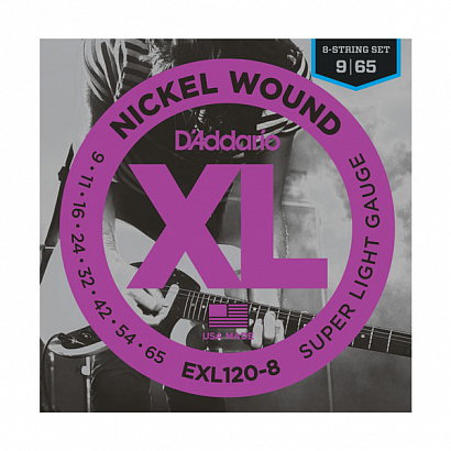 D'ADDARIO EXL120-8 NICKEL WOUND --    8- , Super Light, 9-65